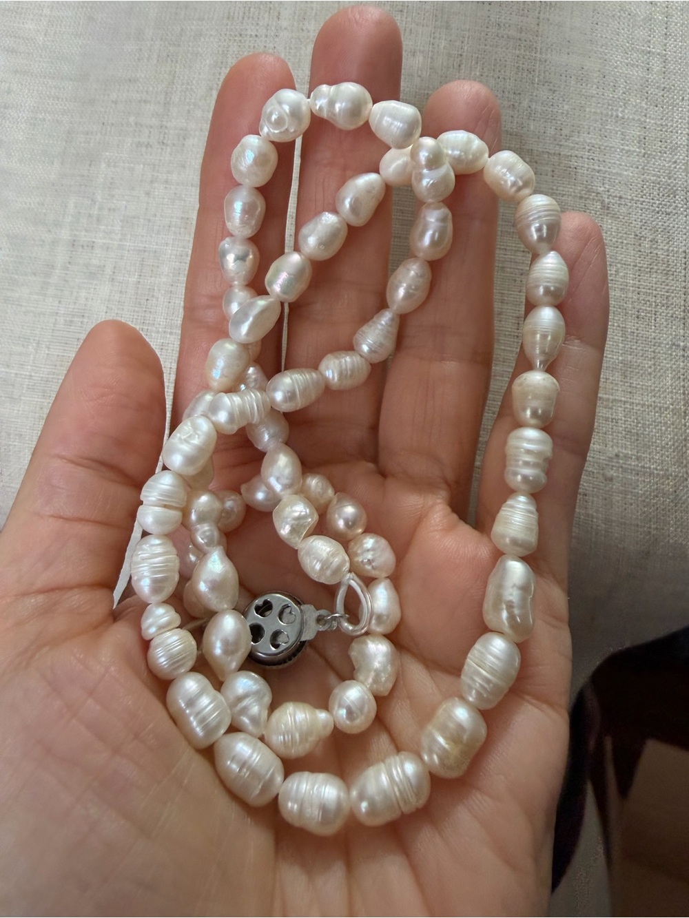Vintage White Baroque Freshwater Pearl Necklace